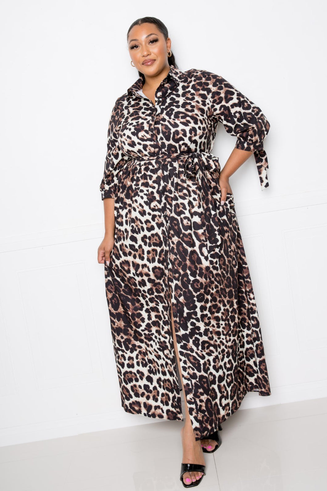 Plus Leopard Print Maxi Dress