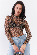 Load image into Gallery viewer, Jaguar Print Sheer Mesh Bodysuit
