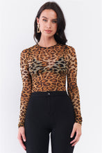 Load image into Gallery viewer, Brown Leopard Print Sheer Mesh Bodysuit

