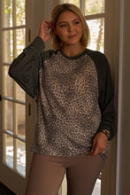Load image into Gallery viewer, Khaki &amp; Charcoal Leopard Print Top
