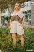 Load image into Gallery viewer, Animal Print Color-blocked V-neck Dress with Pockets

