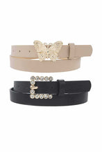 Load image into Gallery viewer, Butterfly and Square Buckle Duo Belt
