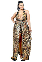 Load image into Gallery viewer, Plus Wild Animal Print Maxi Romper
