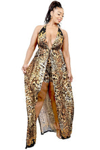 Load image into Gallery viewer, Plus Wild Animal Print Maxi Romper
