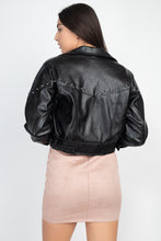 Load image into Gallery viewer, Crop Studded Moto Jacket
