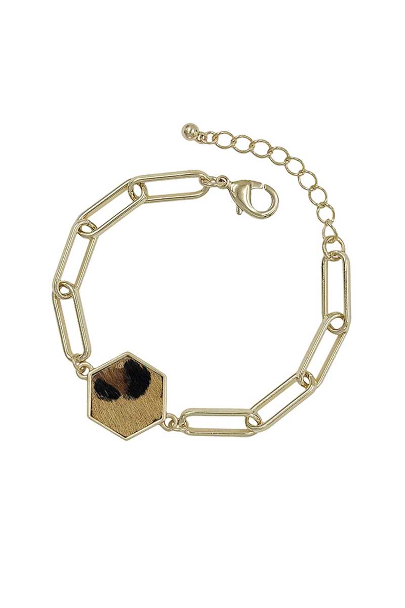 Metal Clothing Pin Chain Leopard Bracelet