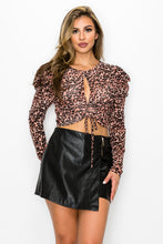 Load image into Gallery viewer, Mesh Animal Print Shirred Top
