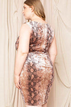 Load image into Gallery viewer, Velour Snake Print Plus Mini Dress
